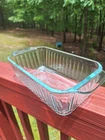Pyrex 1.6 qt. Loaf Pan Clear Blue Tint 213 Grip Handles Ribbed Outer Texture
