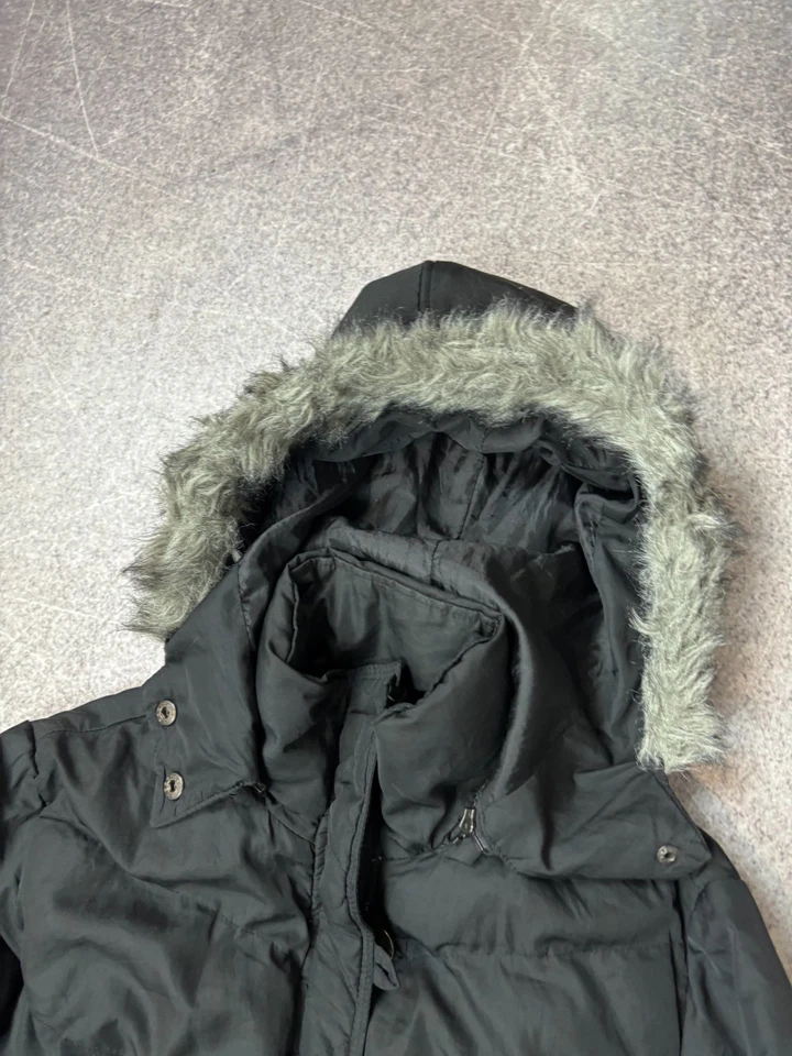 VINTAGE STREETWEAR JAPANESE STYLE HOOD BLACK JACKET WITH FUR 90s Y2K - Image 4 of 4