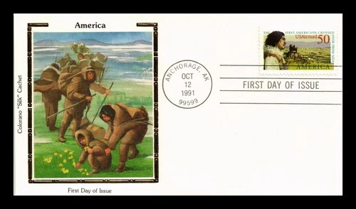 DR JIM STAMPS US COVER PUAS AMERICA BERING LAND BRIDGE AIRMAIL FDC COLORANO SILK