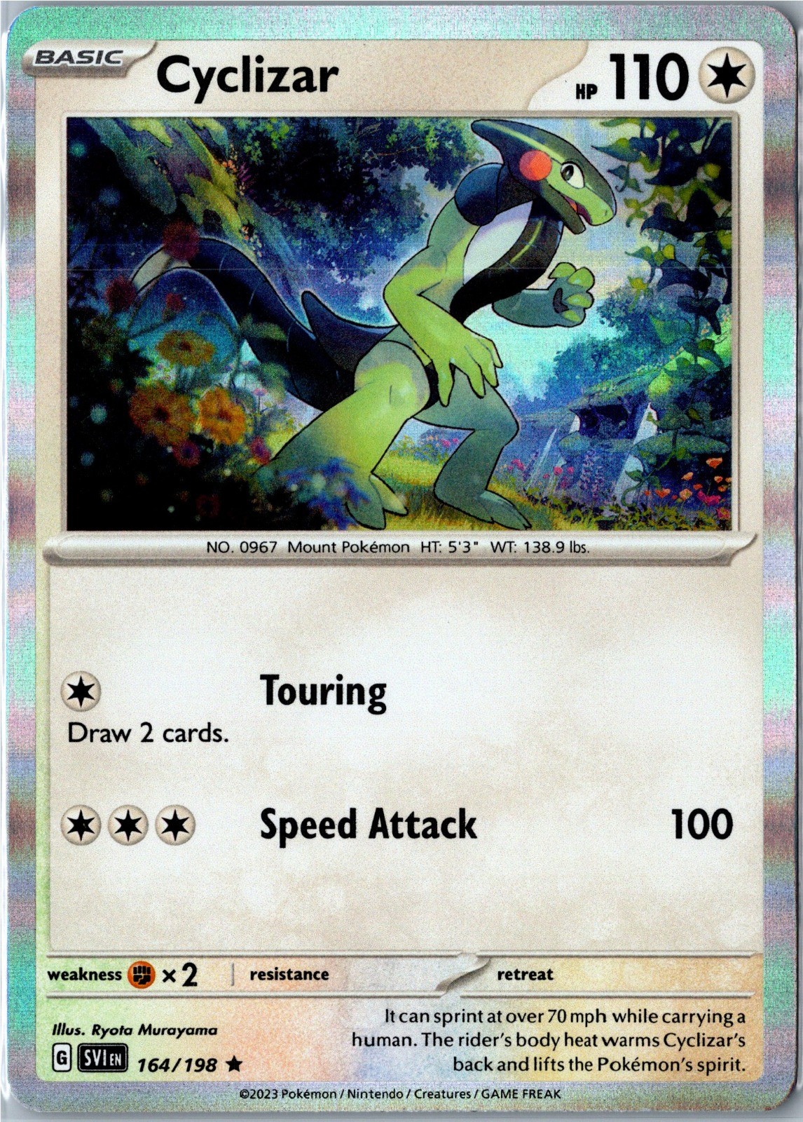 Pokemon Card - Cyclizar - 164/198 Rare Holo SV01: Scarlet & Violet Base Set NM