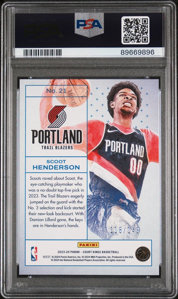 2023 Panini Court Kings #21 Scoot Henderson Works In Progress-Ruby /149 PSA 9 - Image 2 of 2