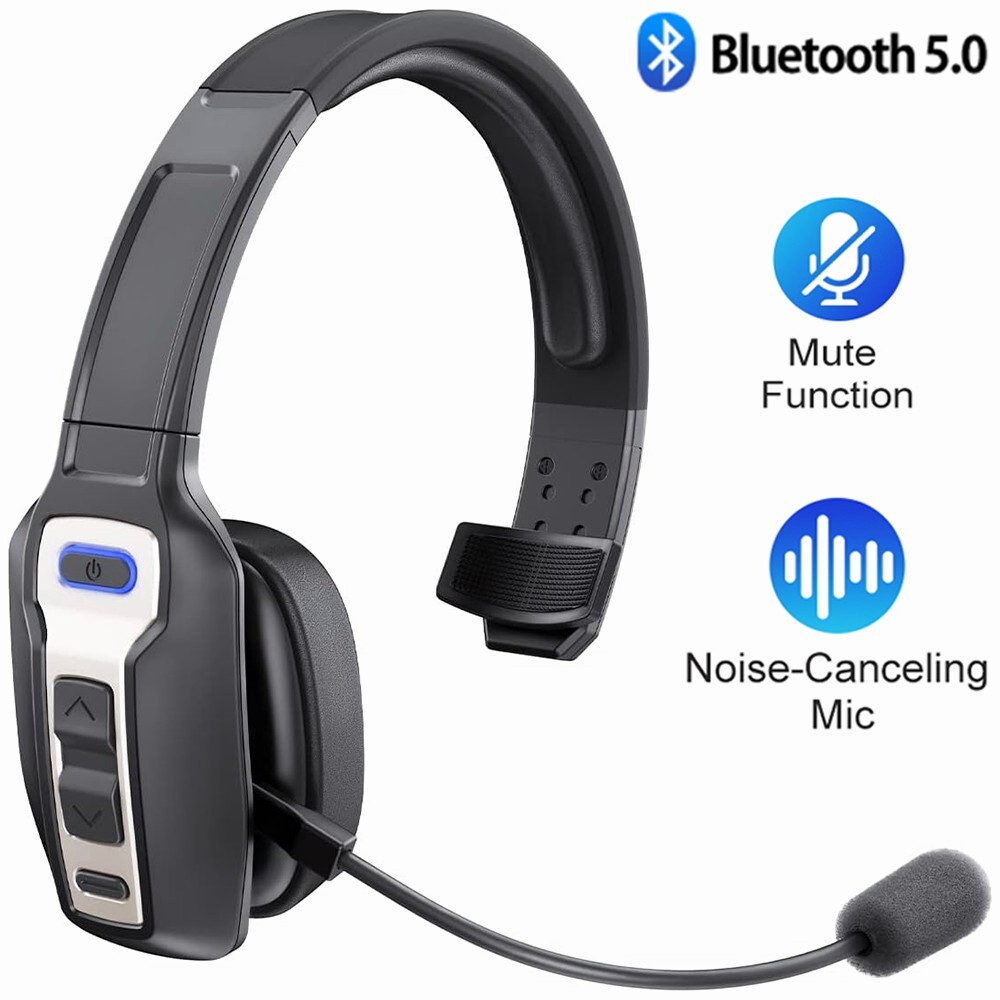 YAMAY Trucker Bluetooth Headset with Mic Mute Key Noise Cancelling