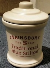 J SAINSBURY CERAMIC BLUE STILTON JAR-  LONDON POTTERY