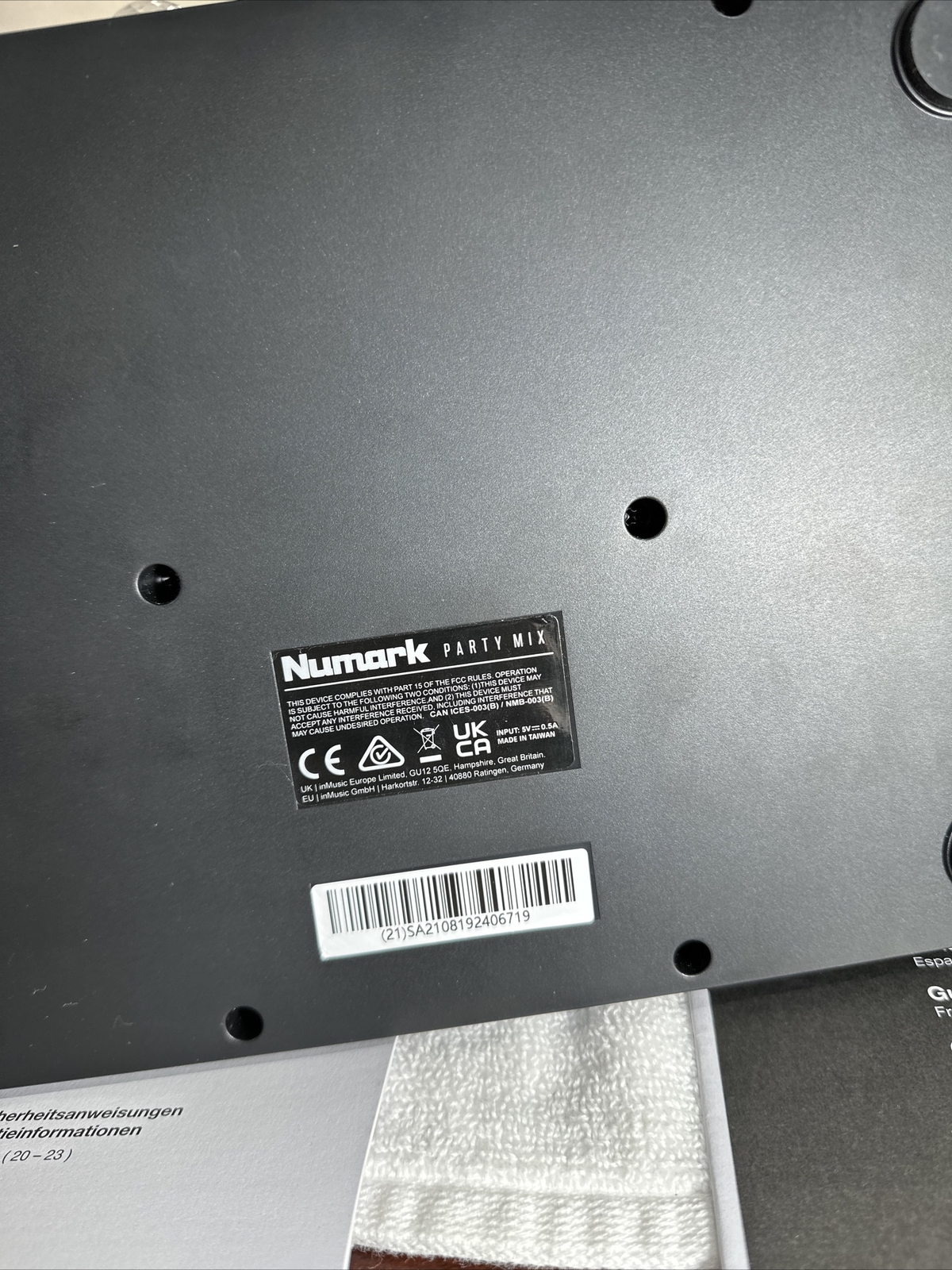 Numark Party Mix II Double Deck Controller with Party Lights NO Power Cord