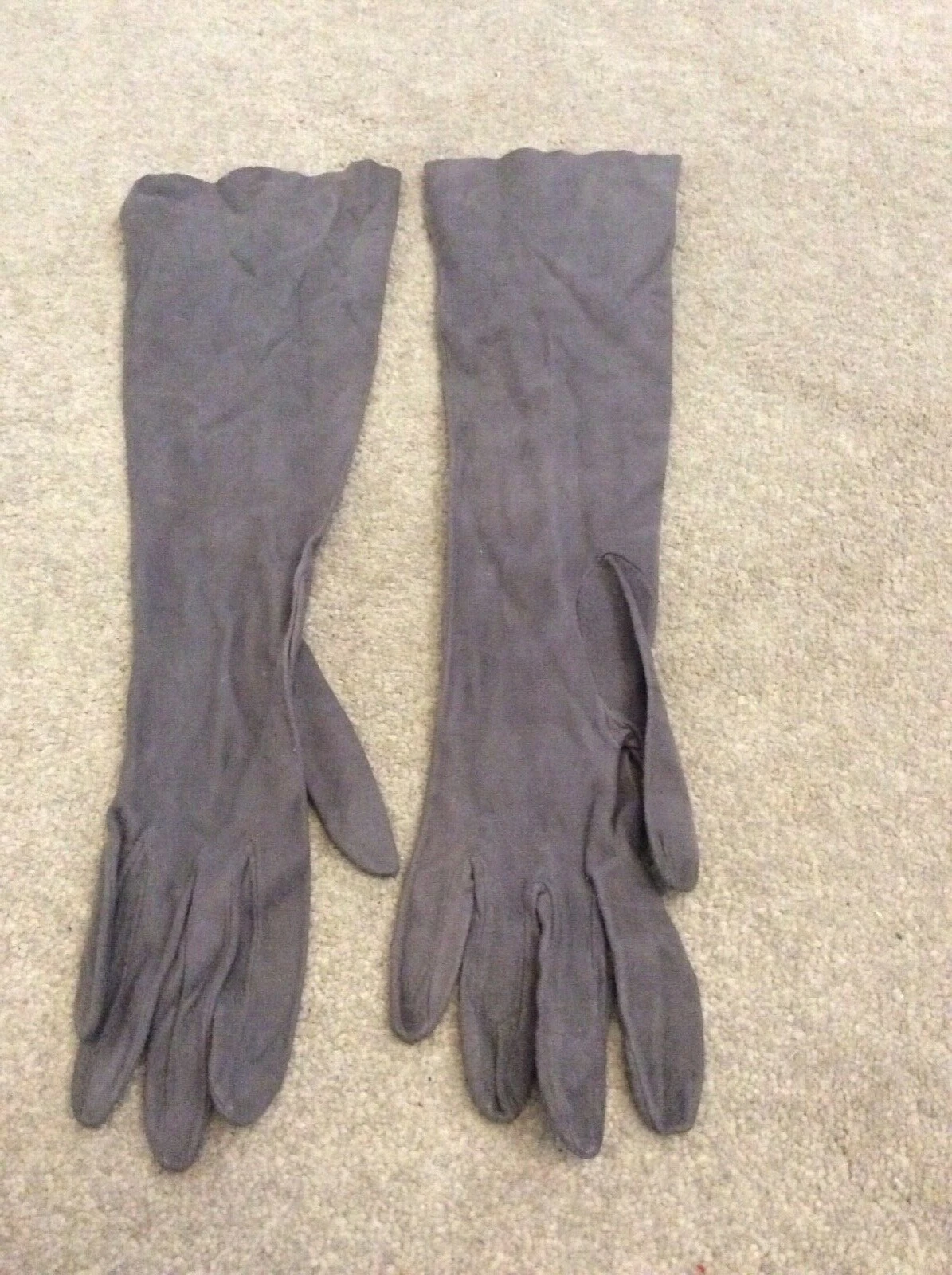Neuf Vintage Createur Christian Dior Gants Longs Gris 6 3/4