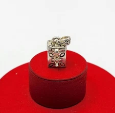 Vtg MJ Small Box Charm Pendant Keepsake Fish Cross Signed Designer Jewelry