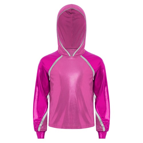 Kids Girls Shirt Street Jacket Long Sleeve Pullover Metallic Sweatshirts Dance - Picture 24 of 34
