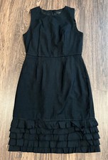 J Crew Womens Tiered Twill Sleeveless Crew Neck Sheath Dress Black Size 8