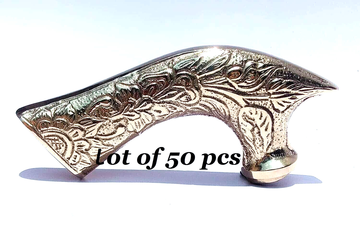 Victorian Solid Brass Shine head Handle Only Walk… - image 1