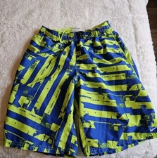 Nike Swim Trunks W/ Pockets Royal Blue W/ Neon Green Size Youth XL G