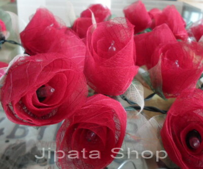Pretty Red Rose Rubber Leaf Party-Wedding-Decoration X-mas 110V Light St