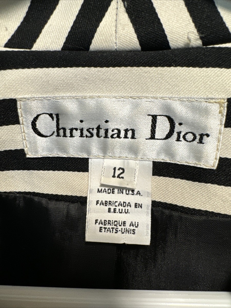 vintageChristian Dior ストライプジャケット Lサイズ 古着 80s USA製 Christian Dior ダーク ストライプ ウール