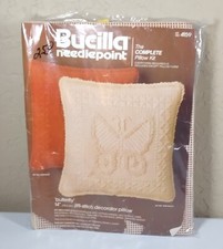 Bucilla needlepoint the complete pillow kit Vtg Rust Orange Butterfly New