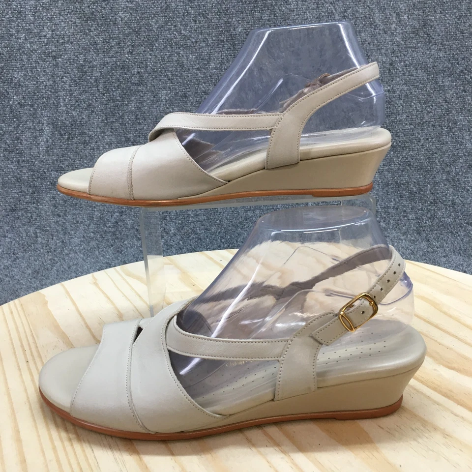 Sas Tripad Comfort Sandals Womens 9.5 M Slingback Wedge 235403 Beige Leather - Image 2 of 4