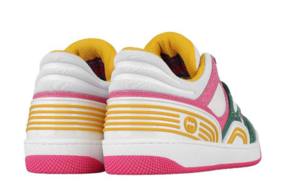 GUCCI Basket Leather Low-top Sneakers For Women Pink Green