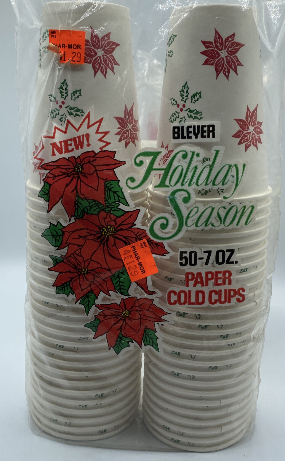 VTG Lot Paper Cups Bleyer Holiday Pack of 50 & One Pack Of 20 Plastic