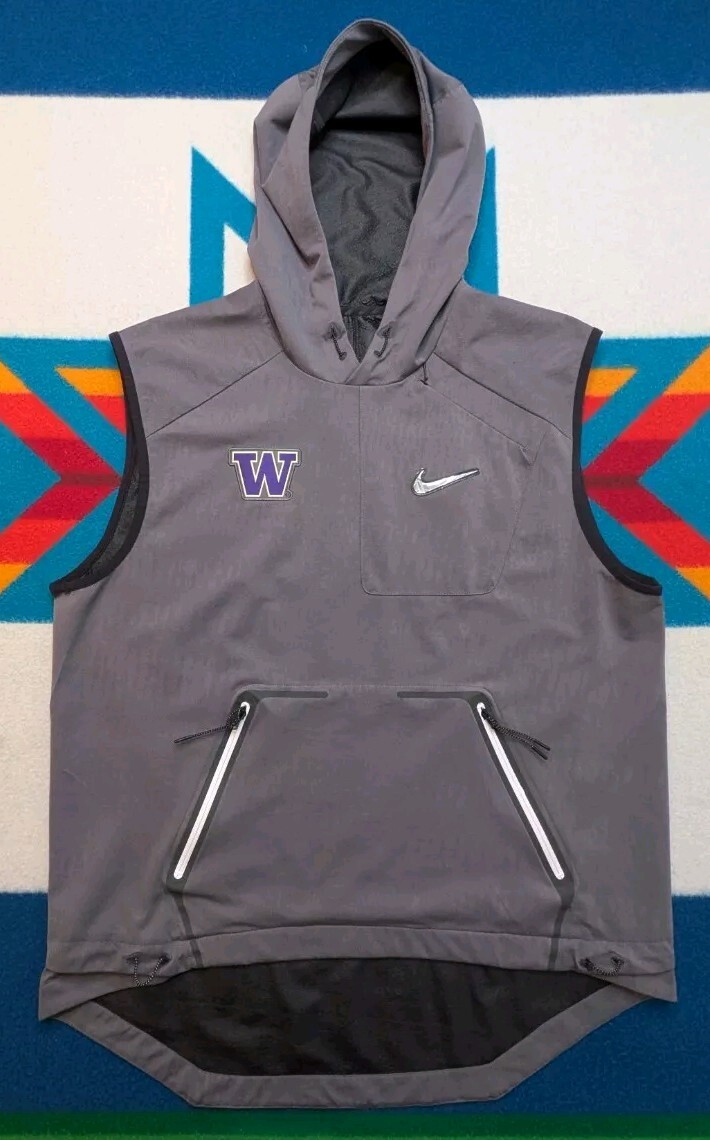 Washington Huskies CFP Nike Sideline Vest Jacket Pullover Team Player Issue LRG