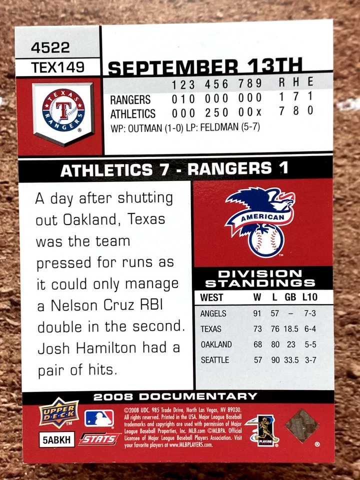 2008 Upper Deck Documentary Chris Davis #4522 - Image 2 of 2