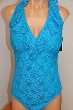 NWT Kenneth Cole Swimsuit Bikini 1 One piece Plus Size 3X AZL Underwire