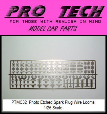 PTMC 32 Spark Plug Wire Looms Photo Etched  1:25 Scale LBR Model Parts PRO TECH