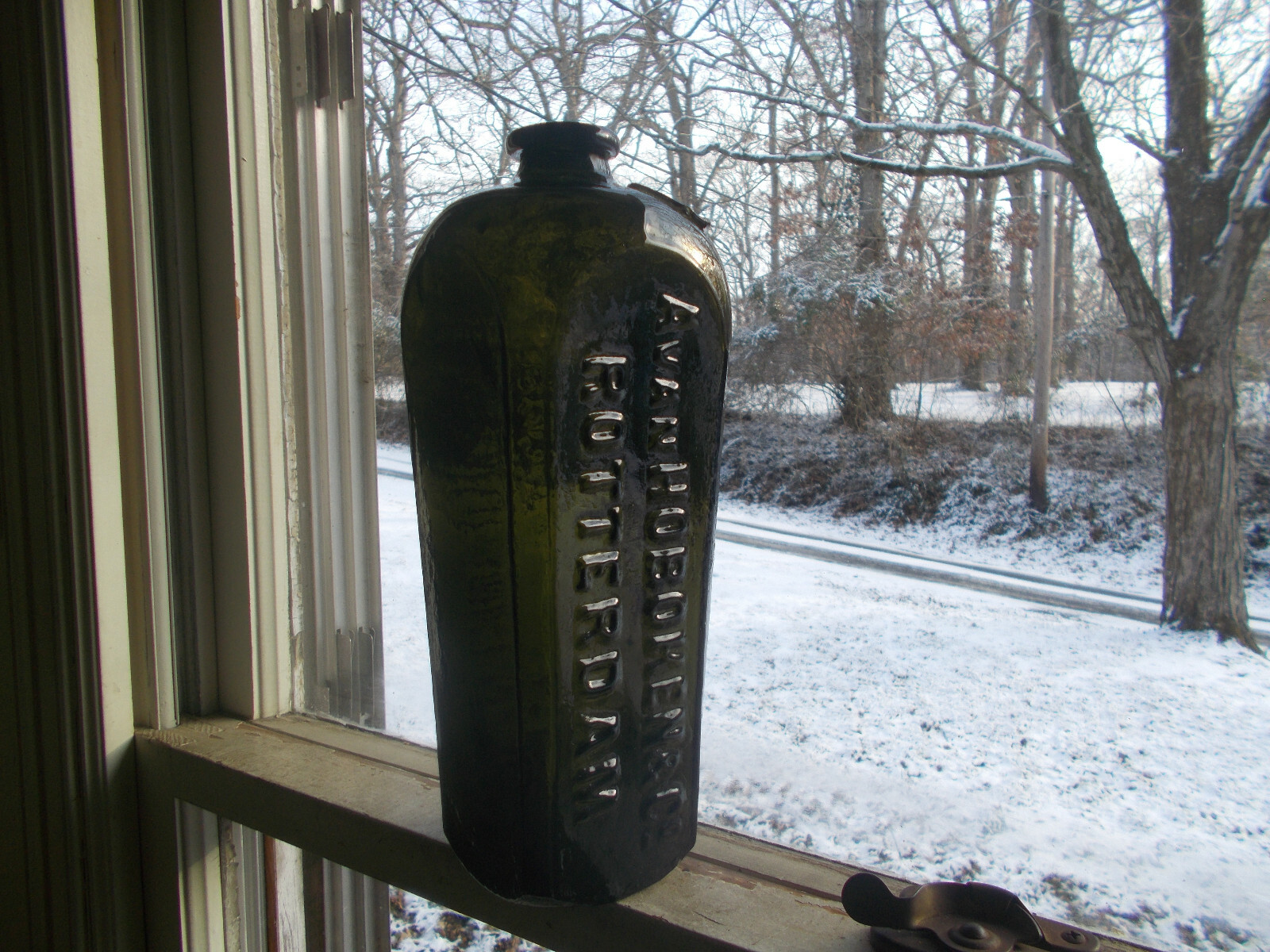 GREEN BLACKGLASS A.VAN HOBOKEN ROTTERDAM CASE GIN BOTTLE APPLIED SEAL EMB AVH eBay