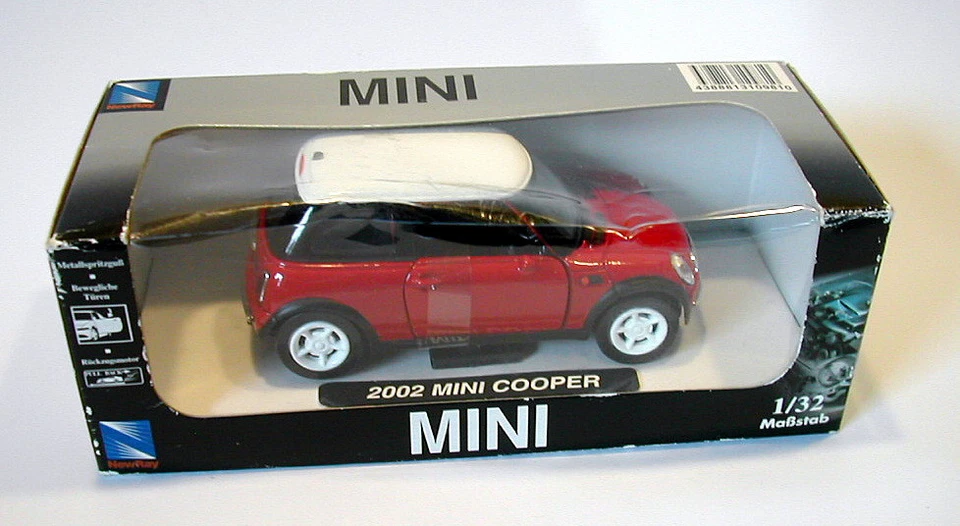NEU+OVP Modell Auto Mini Cooper City Cruiser NewRay 55/4/0981 rot Dach weiß 1:32 - Bild 3 von 4