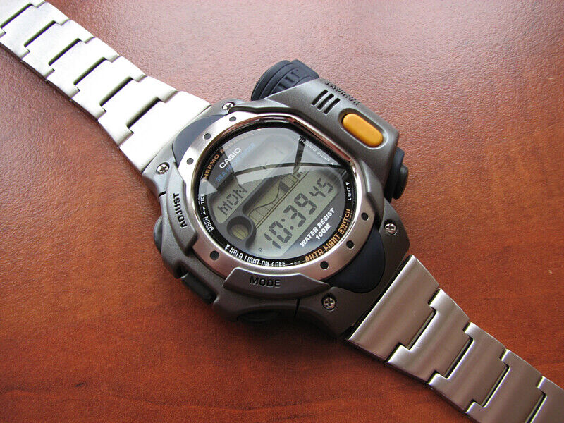 NEW RARE NOS 2000 CASIO SPF10 🔴 Sea Pathfinder LCD Digital Thermo Scanner  watch