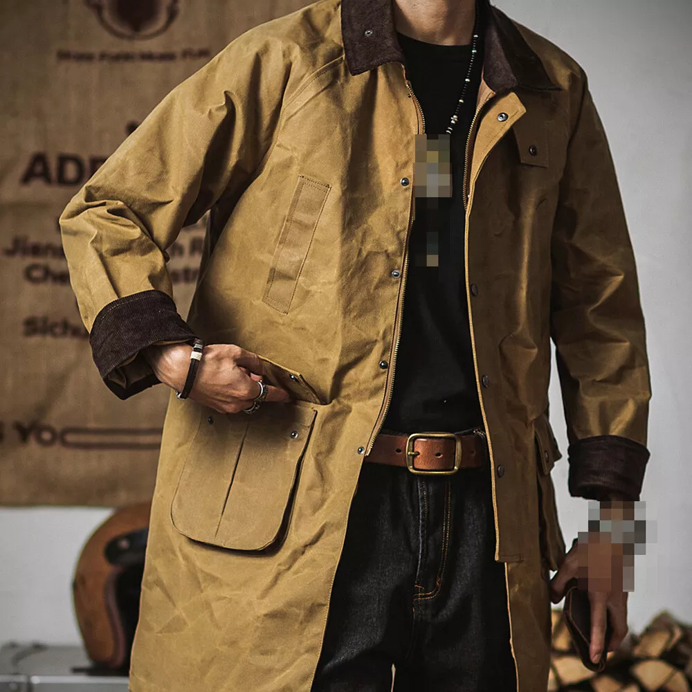 Canvas Oil Wax Windbreaker Men's Overalls Work Jacket Motorcycle Jacket Coat  | eBay