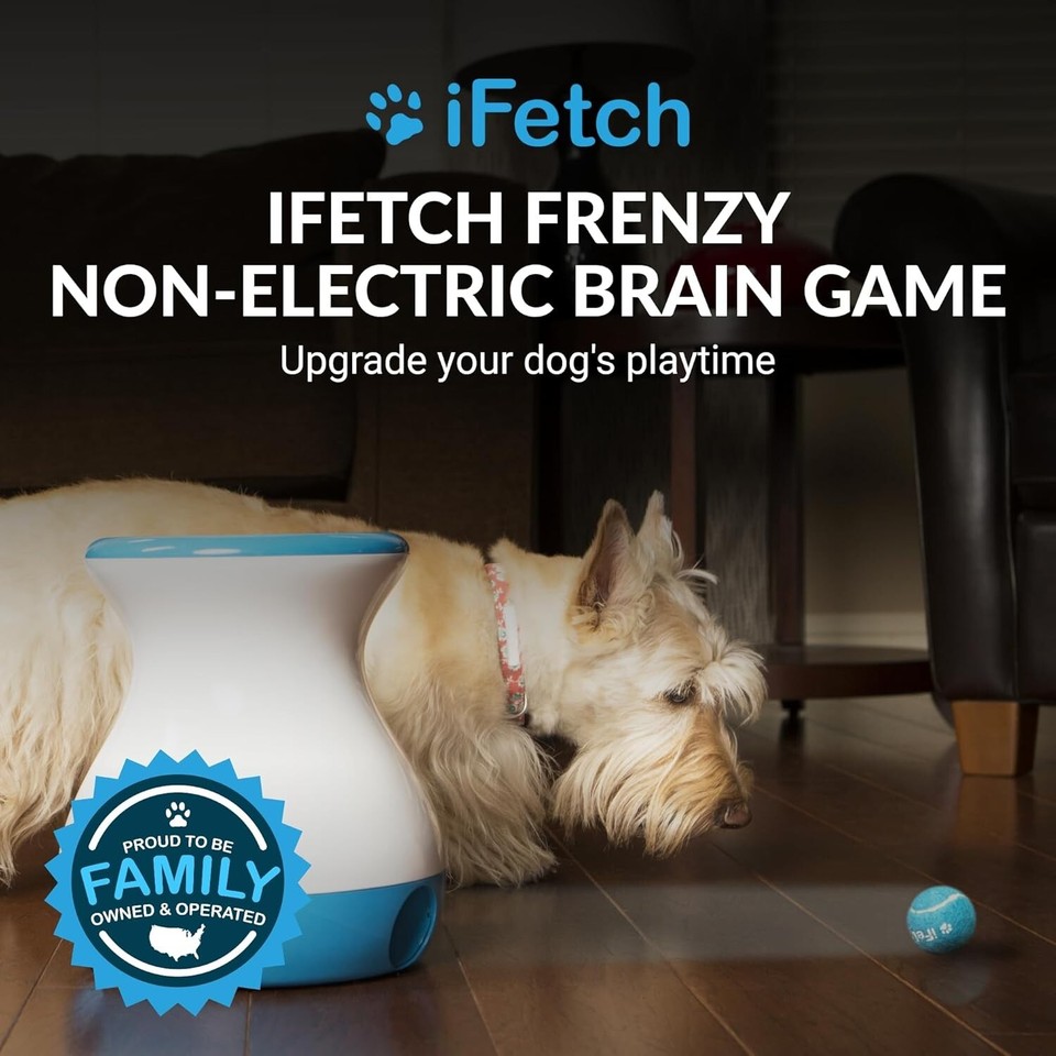 Frenzy Interactive Dog Toy, Self Fetch Mini Tennis Ball Machine for