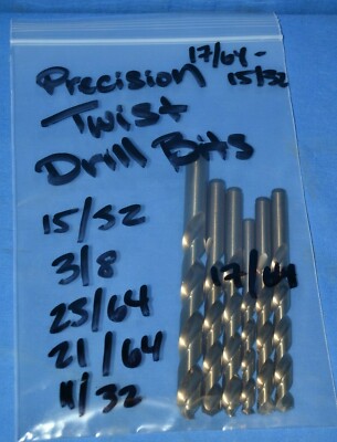 Assortment Precision Twist Drill Bits 17/64 - 15/32 (PACK OF 6)