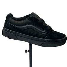 Vans Caldrone Youth Boy's Suede Sneakers Size 2Y Solid Black Classic Style Shoes