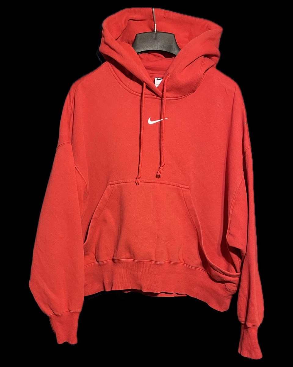 red nike swoosh hoodie women's