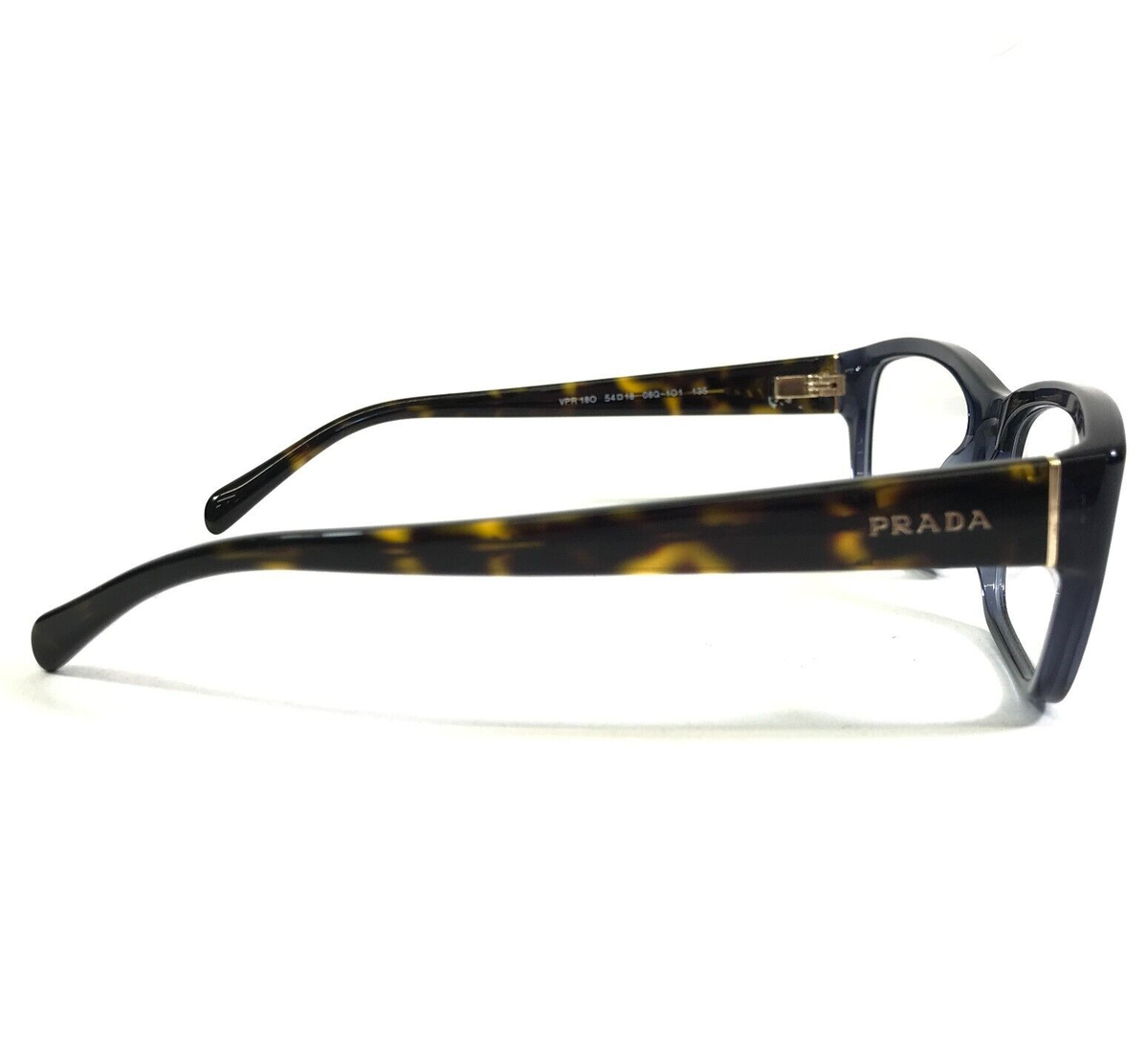 PRADA Eyeglass Frames VPR 180 NAG-101 Blue Brown Tortoise 54-18-135 Italy Made Prada Eyeglasses Frames VPR18O 08Q-1O1 Clear Blue Brown  main image 3
