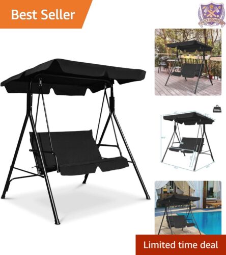 Sturdy Outdoor Swing for Two with Waterproof Cushions & Adjustable Shade Canopy