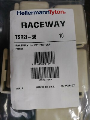 HELLERMANN TYTON TSR21-36 TSR2 RACEWAY END CAP 1-1/4'' IVORY LOT OF 2 PACKAGES
