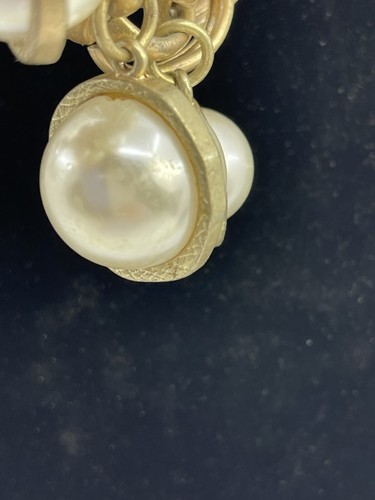 VTG Marlyn Schiff Jumbo Faux Pearl Gold Link Drop Necklace 14” To 21” Jewelry - Picture 10 of 17