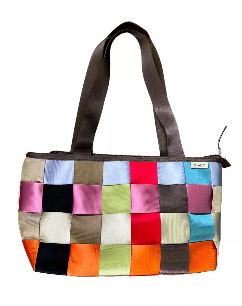 Comely seatbelt bag purse multi color 14 x 8 X 4 In shoulder bag Brown Lining