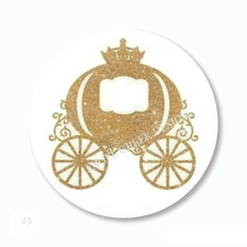 Gold Birthday Princess Carraige Party Favors Scrapbook Stickers Envelope Seals