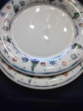 Set of 2 Home Essentials "Chilly" Dinner Plate Pine Tree Snowflake Winter Border