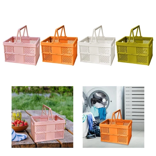 Foldable Picnic Basket Reusable Storage Crate for Barbecue Camping Outdoor