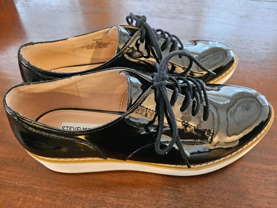 Steve Madden Raant Black Leather Shoes Women's Size 8 Runs Small - Изображение 4 из 4