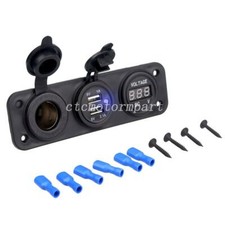 3 in 1 Panel Dual USB Charger LED Voltmeter Cigarette Lighter Socket for Car 12V