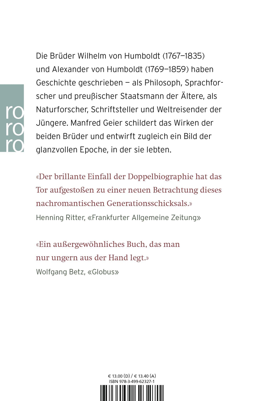 Thumbnail - Die Brüder Humboldt | Eine Biographie | Manfred Geier | Taschenbuch |
