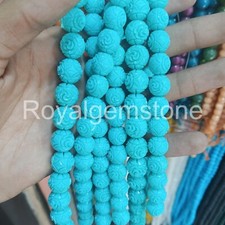 AAA Natural Flower blue Turquoise round bead, Turquoise Necklace 17inch