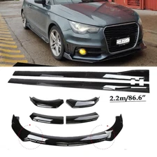 For AUDI Front Bumper Lip Spoiler Splitter Body Kit Glossy Black Side Skirt