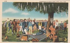 Painting Surrender Of Santa Anna April 22nd 1836 Huddle Souvenir Postcard