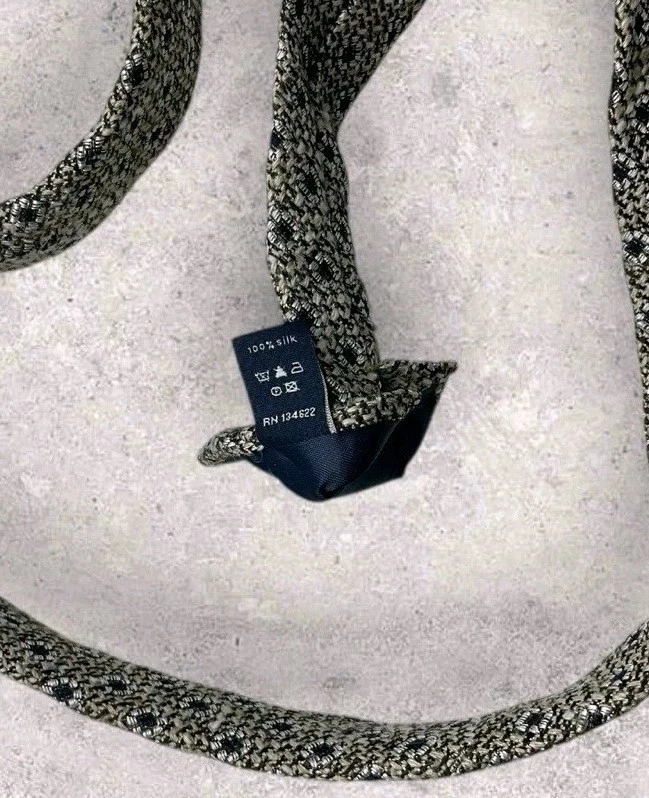 Corbata de Seda SUITSUPPLY Shantung ITALIA Marrón Beige Geométrica Floral W:3.2" Usada en Excelente Condición Foto 3 de 4