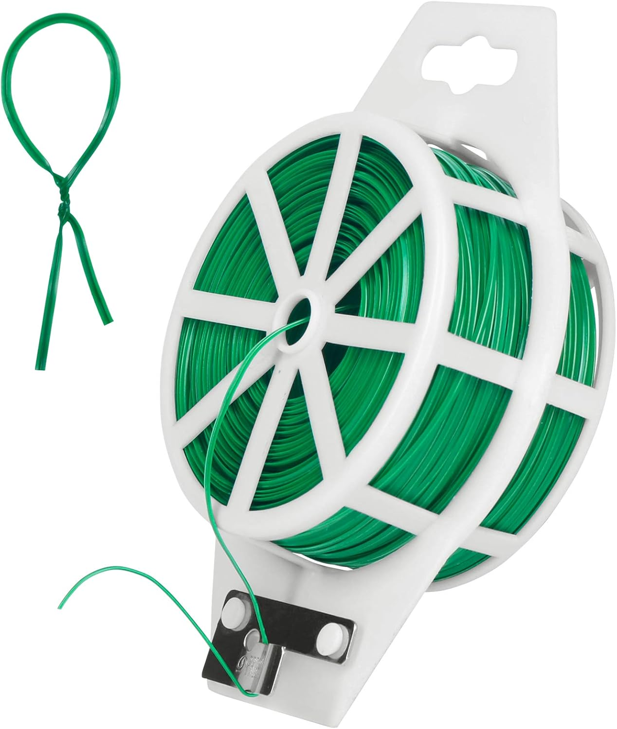 Tenn Well 100M Green Garden Wire, Flexible Plant Wire Twist Ties with Cutter for