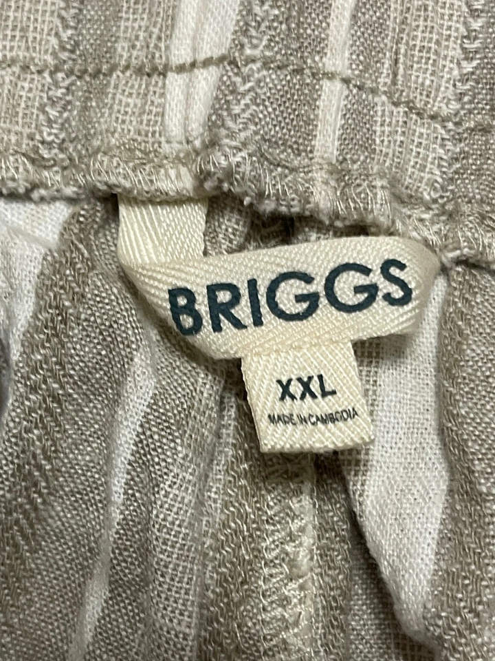 Briggs Pants, Women's Size XXL, Brown White, Striped, Pull On, Tie Waist, Linen - Image 4 of 4
