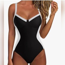 NEW Womens Tummy Control One Piece Strappy Criss Cross Swimsuit Size Large